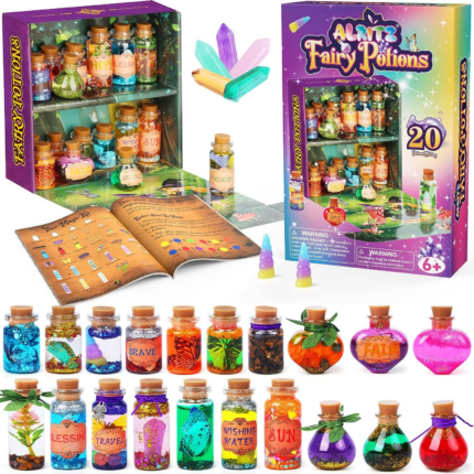 " Fairy Potions Kit - Magical Mix Kit with 20 Bottles for Enchanting Halloween Decor, Garden Crafts, and Birthday Gifts - Ideal for Girls Ages 6-10"