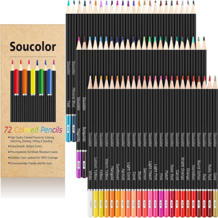 Vibrant  72-Color Colored Pencils Set - Perfect for Coloring Books, Sketching, and Back to School Art Supplies!