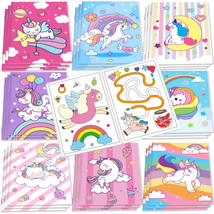 24-Piece Set of Mini Unicorn Coloring Books for Kids - Ideal Party Favors and Birthday Goodies