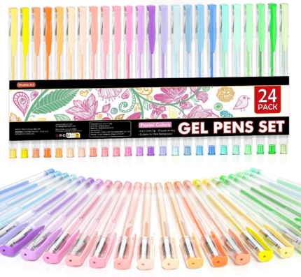 Vibrant  Pastel Gel Pens - 24 Milky Colors for Stunning Black Paper Art, Adult Coloring, Doodling, and Scrapbooking!