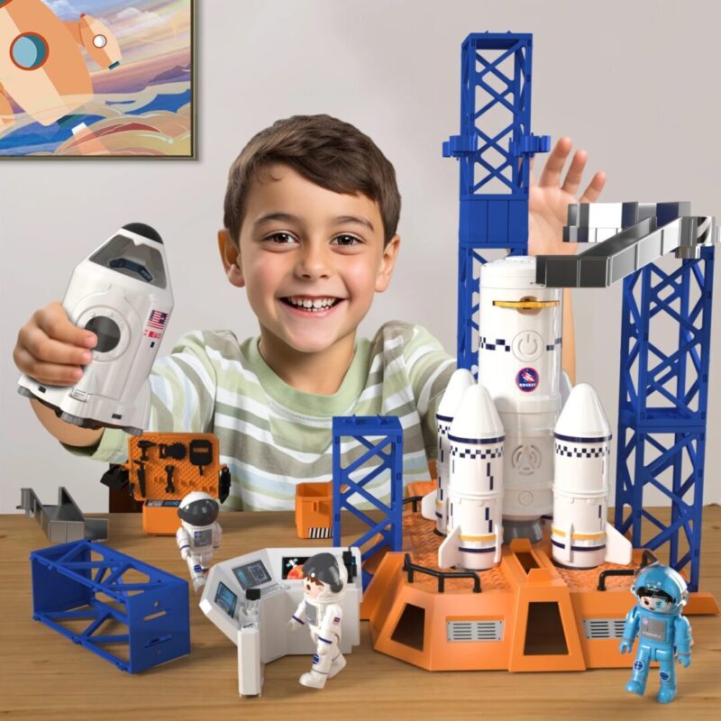 kid with space toys